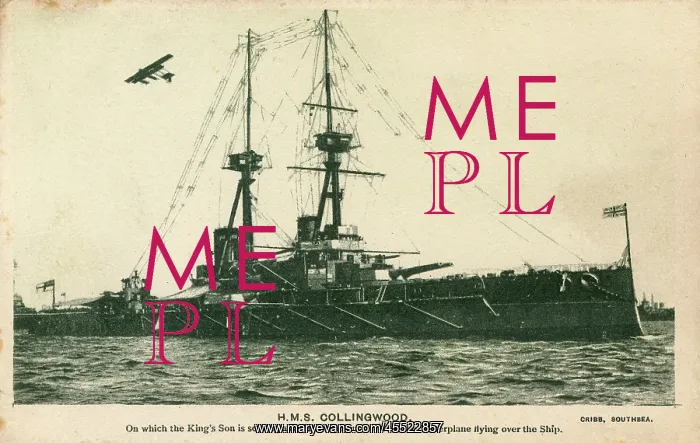: The HMS Collingwood and seaplane : The HMS Collingwood and seaplane