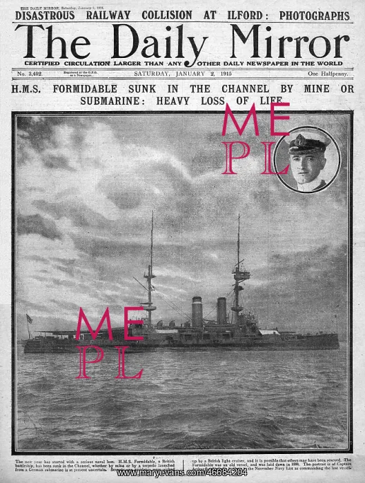 : HMS Formidable sunk in English Channel, WW1 : HMS Formidable sunk in English Channel, WW1