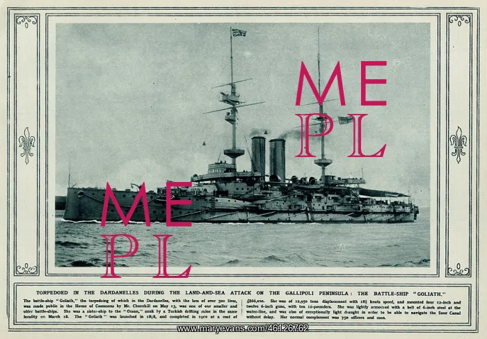 : HMS Goliath sunk in 1915 : HMS Goliath sunk in 1915