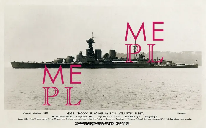  : HMS Hood, battlecruiser. Flagship of the first BCS Atlantic Fleet