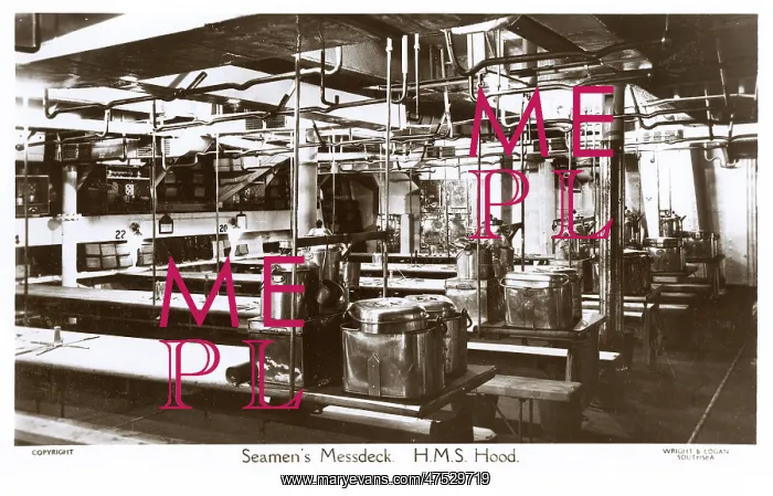  : HMS Hood. Seamen's Messdeck on HMS Hood, battlecruiser