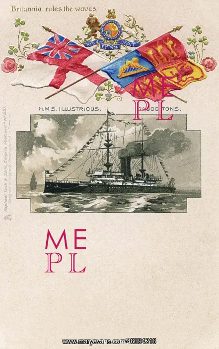 : HMS Illustrious - Patriotic British Naval postcard : HMS Illustrious - Patriotic British Naval postcard