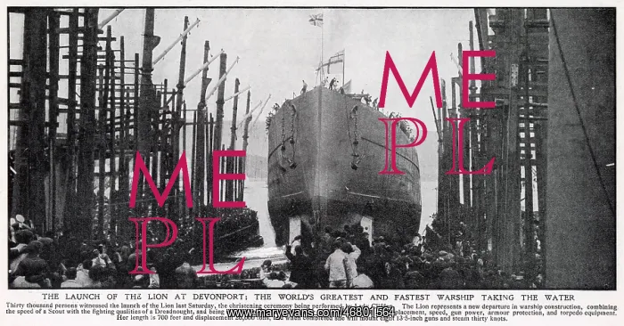 : HMS Lion - launch at Devonport 1910 : HMS Lion - launch at Devonport 1910