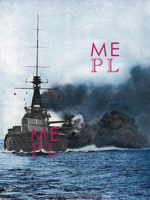 : HMS Monarch firing her broadside, August 1914 : HMS Monarch firing her broadside, August 1914