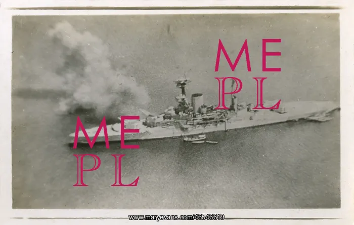 : HMS Ramillies bombarding Turkish positions : HMS Ramillies bombarding Turkish positions