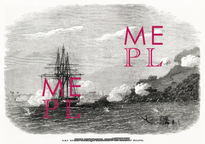 : HMS Rinaldo bombarding Salangore : HMS Rinaldo bombarding Salangore