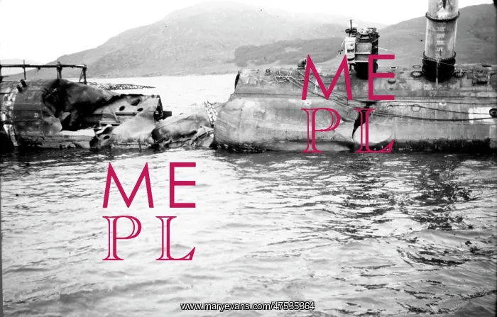  : HMS Stoic. Submarine HMS Stoic, crushed in deep submergence tests, 1949