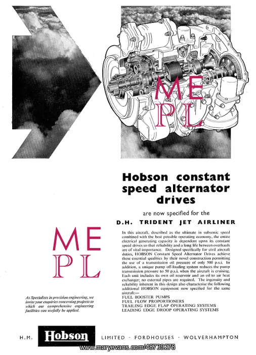 : Hobson CSD Alternator Drives Specified For The DH Trident : Hobson CSD Alternator Drives Specified For The DH Trident