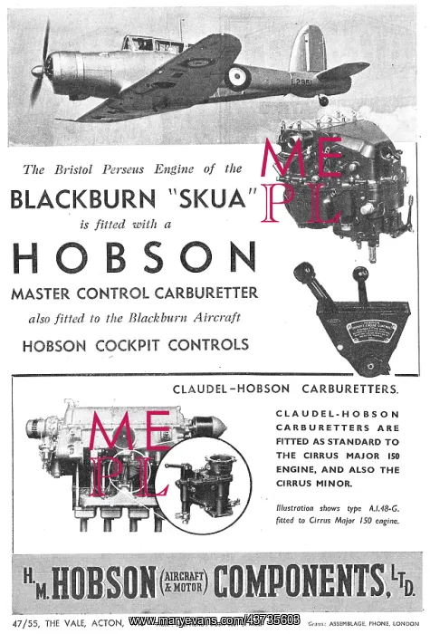 : Hobson Pilot's Cockpit Controls : Carburetter Controls : Hobson Pilot's Cockpit Controls : Carburetter Controls