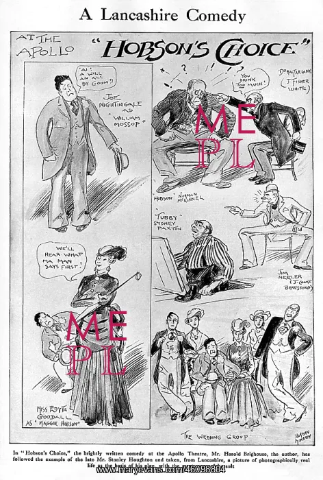  : Hobson's Choice opens at the Apollo Theatre, 1916