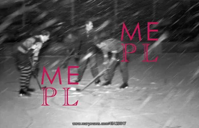: Hockey game in snow storm : Hockey game in snow storm