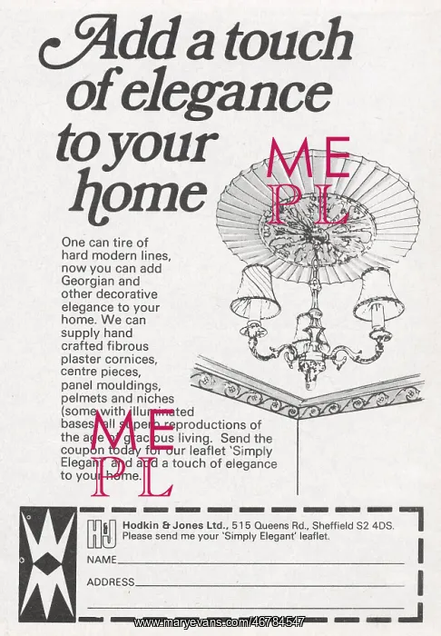: Hodkin & Jones advert for mouldings : Hodkin & Jones advert for mouldings