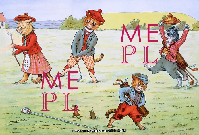 : Holed Out by Louis Wain : Holed Out by Louis Wain