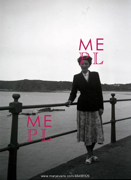 : Holidaymaker by Railing, Unknown location : Holidaymaker by Railing, Unknown location