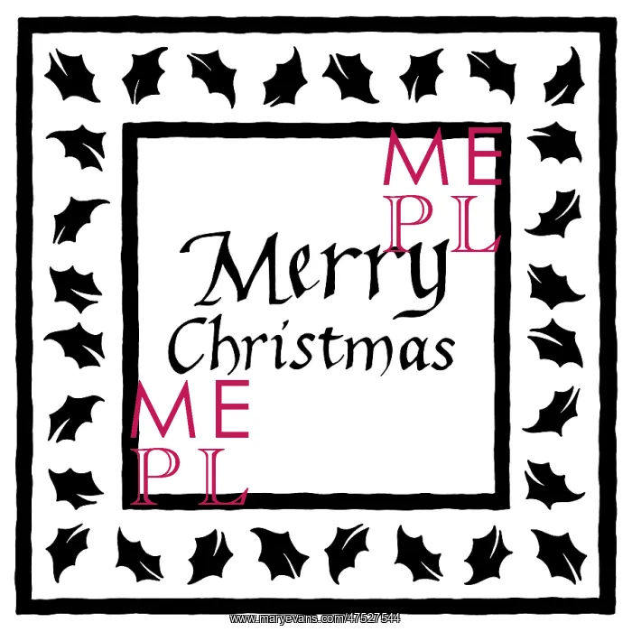  : Holly Border with Merry Christmas