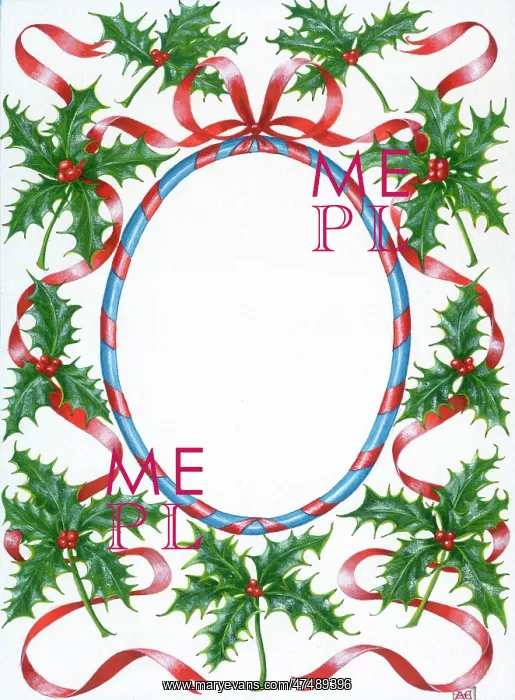 : Holly Border with red ribbon : Holly Border with red ribbon