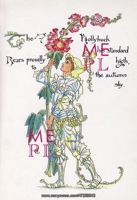: Hollyhock. The Hollyhock his standard high, Bears proudly to the autumn sky : Hollyhock. The Hollyhock his standard high, Bears proudly to the autumn sky