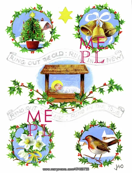 : Holy Child - with Christmas tree, bells etc : Holy Child - with Christmas tree, bells etc