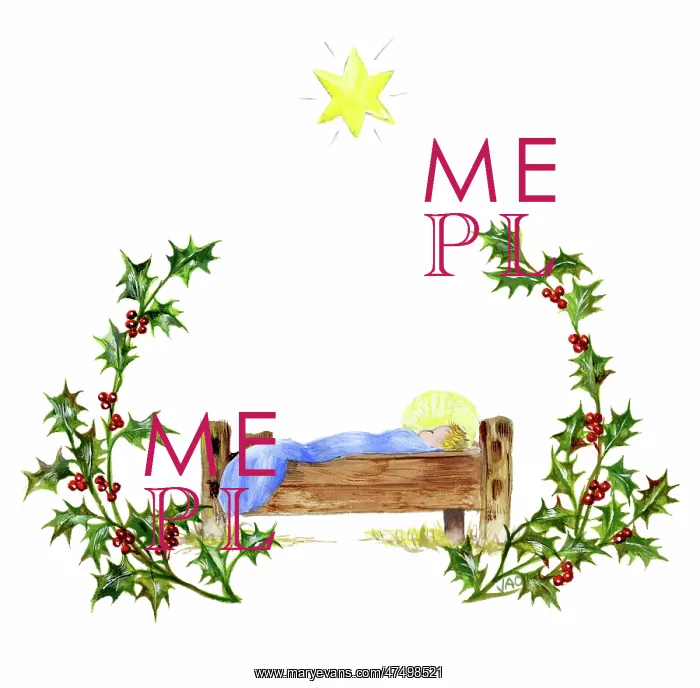 : Holy Child in Crib with holly : Holy Child in Crib with holly