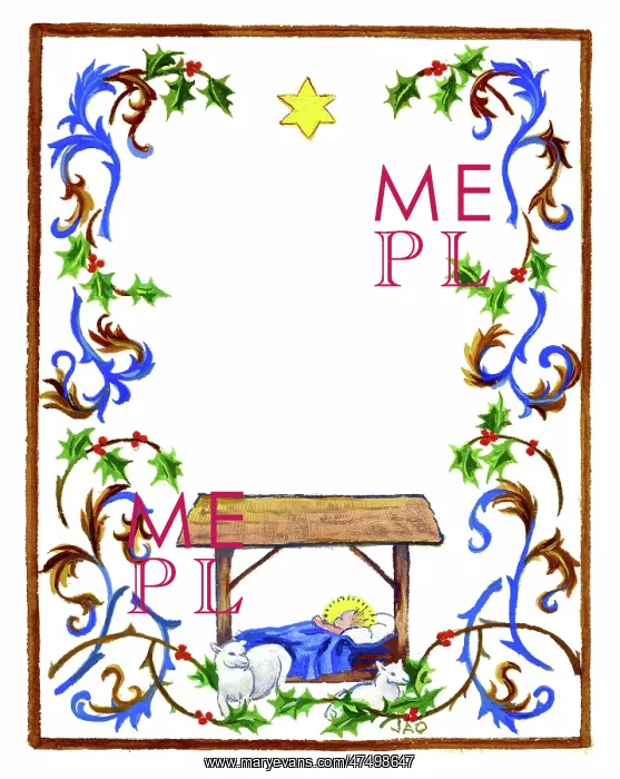 : Holy Child in Crib with lambs : Holy Child in Crib with lambs