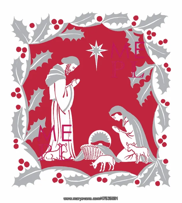 : Holy Family in holly frame : Holy Family in holly frame