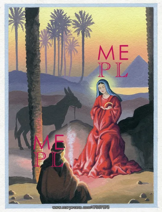 : The Holy Family resting on the flight : The Holy Family resting on the flight