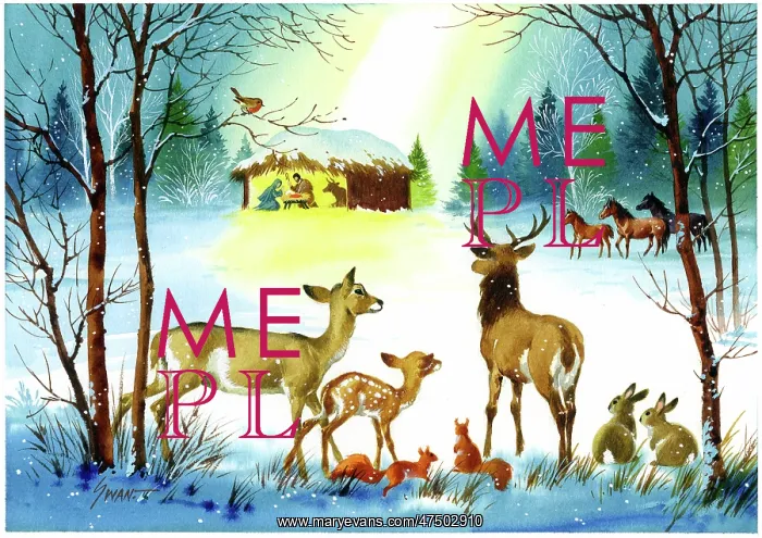 : Holy stable in snow with animals : Holy stable in snow with animals