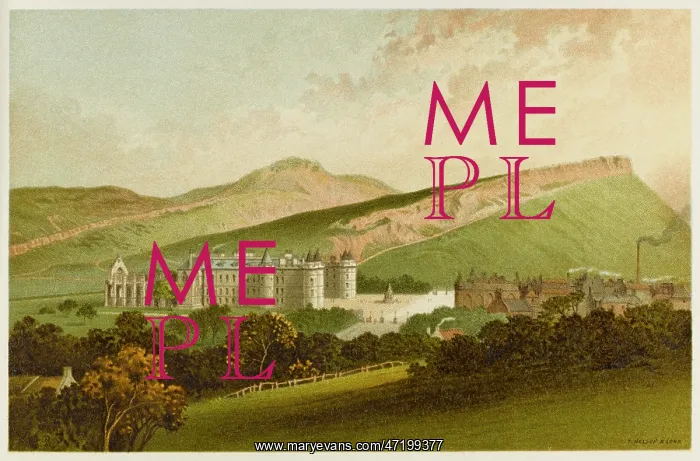 : HOLYROOD. Distant view of the Palace, with Arthur's Seat and Salisbury Crags behind : HOLYROOD. Distant view of the Palace, with Arthur's Seat and Salisbury Crags behind