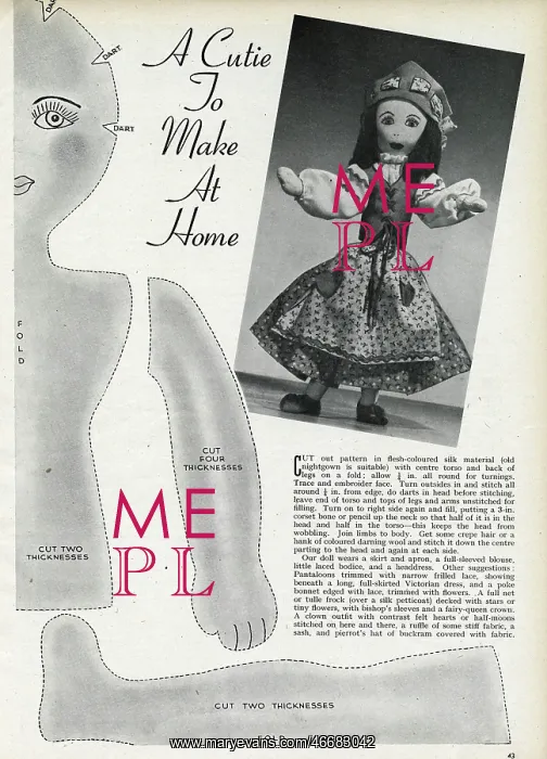 : Home-made dolly for Christmas 1944 : Home-made dolly for Christmas 1944