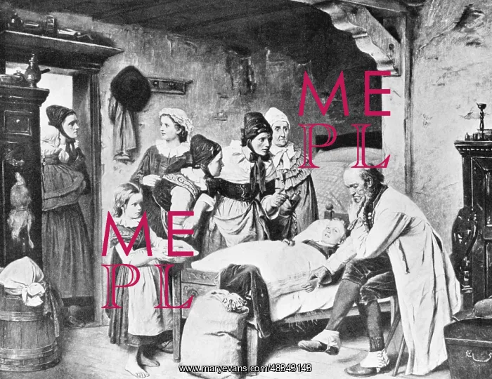 : Home visit of a doctor, around 1890 : Home visit of a doctor, around 1890