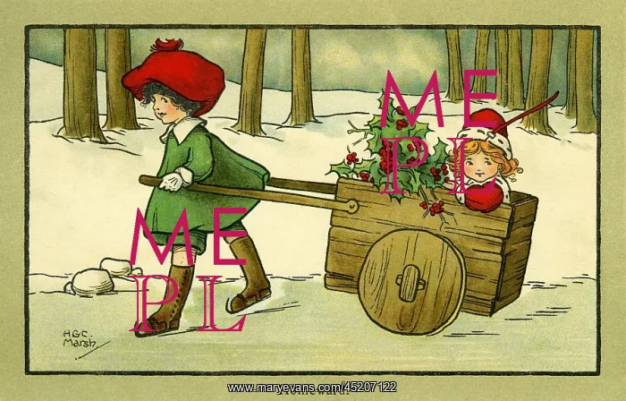 : Homeward -- pulling a cart through the snow : Homeward -- pulling a cart through the snow