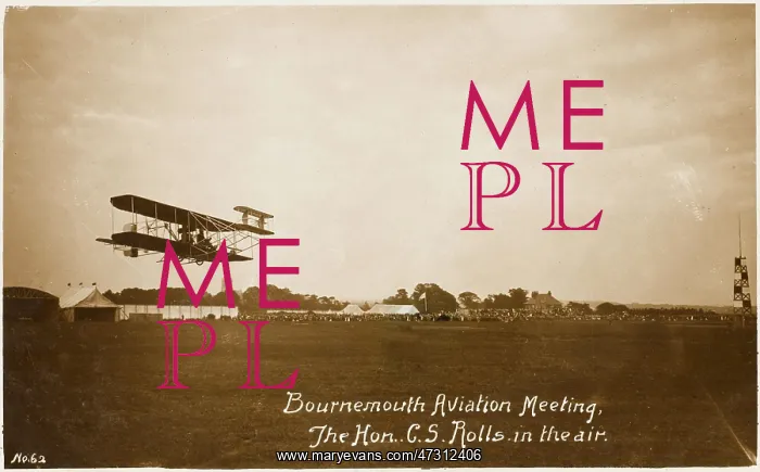 : Hon Charles Rolls flying his Wright biplane at Bournemouth : Hon Charles Rolls flying his Wright biplane at Bournemouth