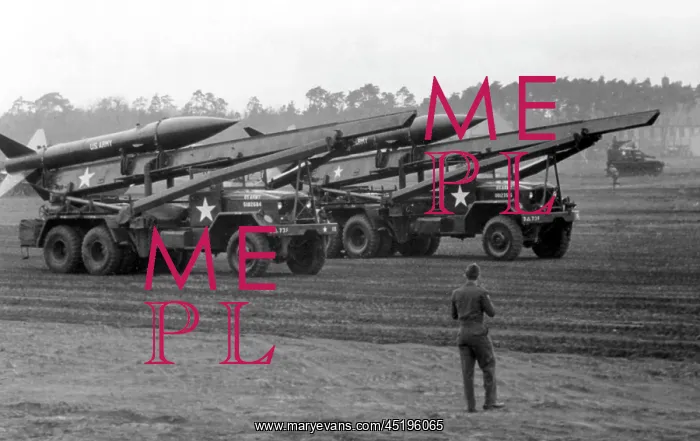 : Honest John rocket at a military parade of the US Army in : Honest John rocket at a military parade of the US Army in