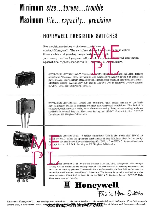 : Honeywell Electronic & Electrical Components : Honeywell Electronic & Electrical Components