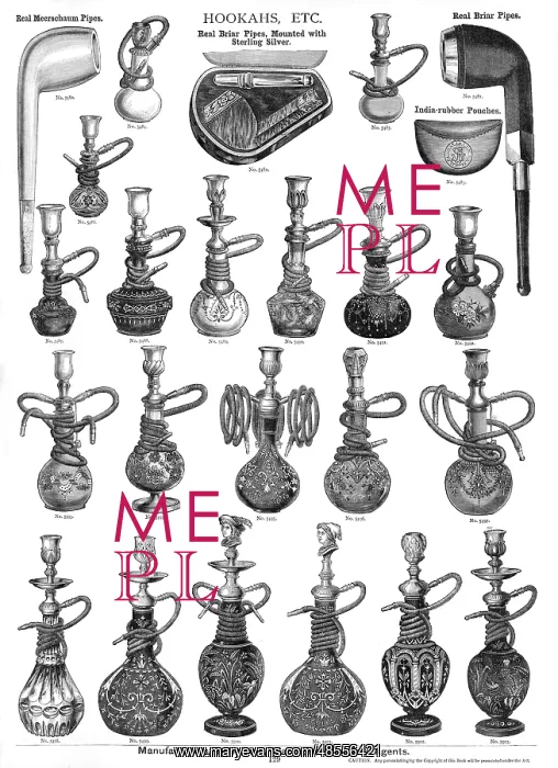 : Hookahs and Pipes, Plate 129 : Hookahs and Pipes, Plate 129