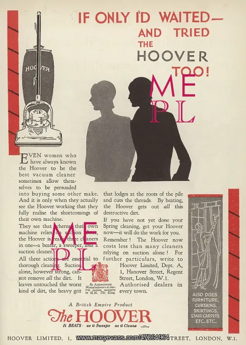 : HOOVER ADVERT 1930 : HOOVER ADVERT 1930