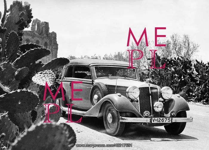 : Horch car in the desert, 1936 : Horch car in the desert, 1936