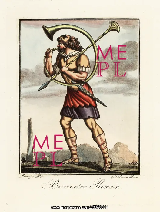 : Hornplayer in the Roman army, ancient Rome : Hornplayer in the Roman army, ancient Rome