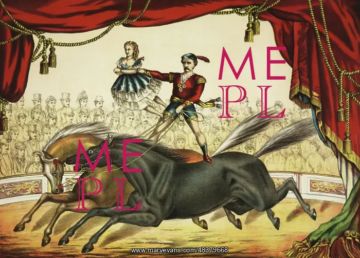 : The Two Horse Act, circus performance, circa 1874 : The Two Horse Act, circus performance, circa 1874