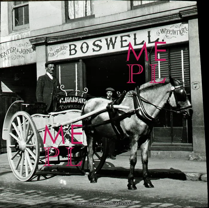 : Horse and cart - Boswell's wheelwright and coach builder : Horse and cart - Boswell's wheelwright and coach builder