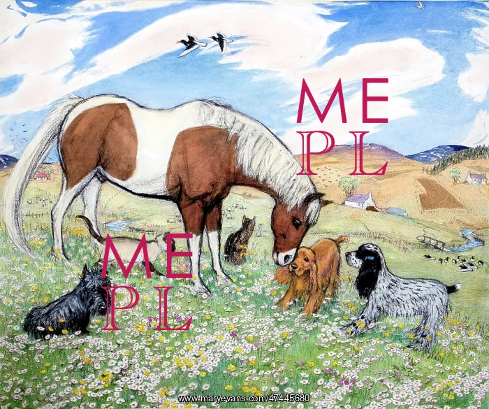  : Horse with Dogs and Cats