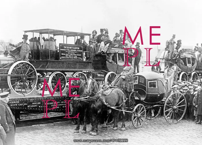 : Horse drawn carriage and train : Horse drawn carriage and train