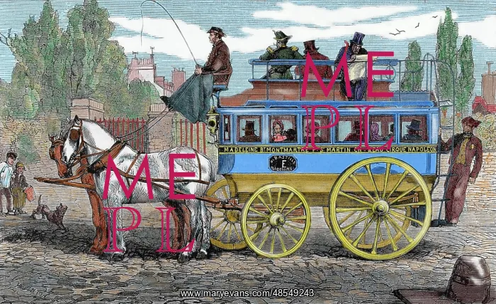 : Horse-drawn omnibus : Horse-drawn omnibus