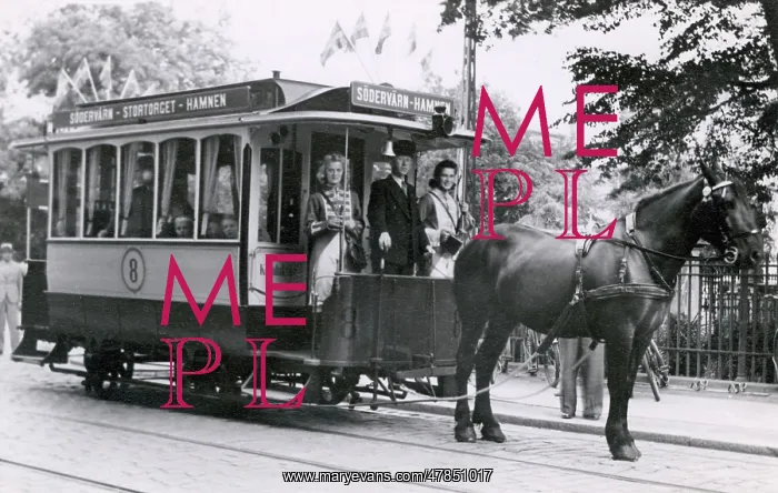 : Horse-drawn tram, Malmo, Sweden : Horse-drawn tram, Malmo, Sweden
