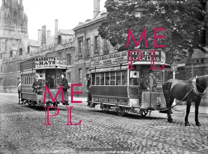: Horse-drawn trams, Oxford c.1905 : Horse-drawn trams, Oxford c.1905