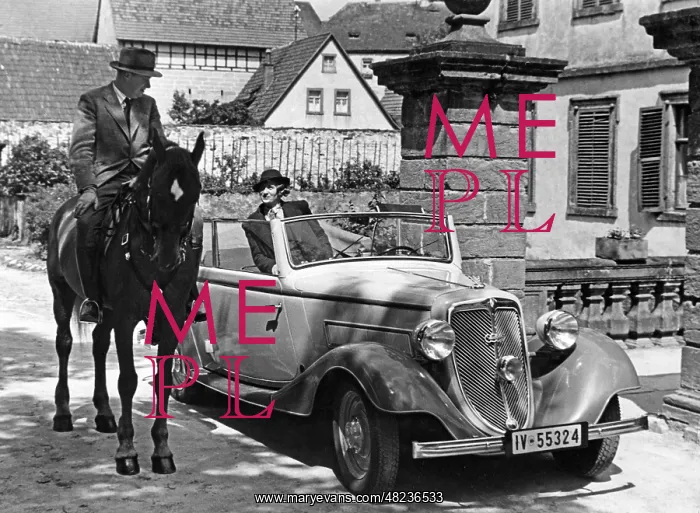 : Horseman and car, 1930 : Horseman and car, 1930