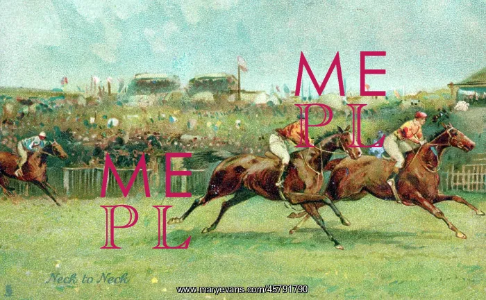 : Horseracing scene - Neck to Neck : Horseracing scene - Neck to Neck