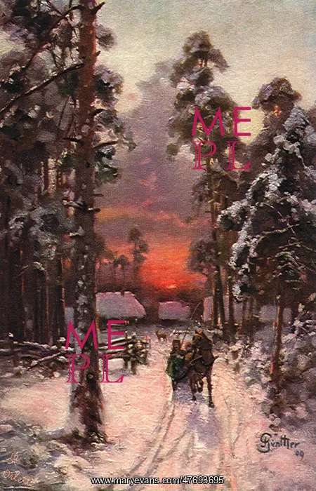  : Horses and Carriage on Winter Road