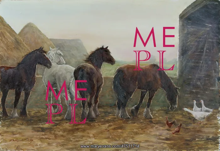 : Horses with Chickens and Geese : Horses with Chickens and Geese