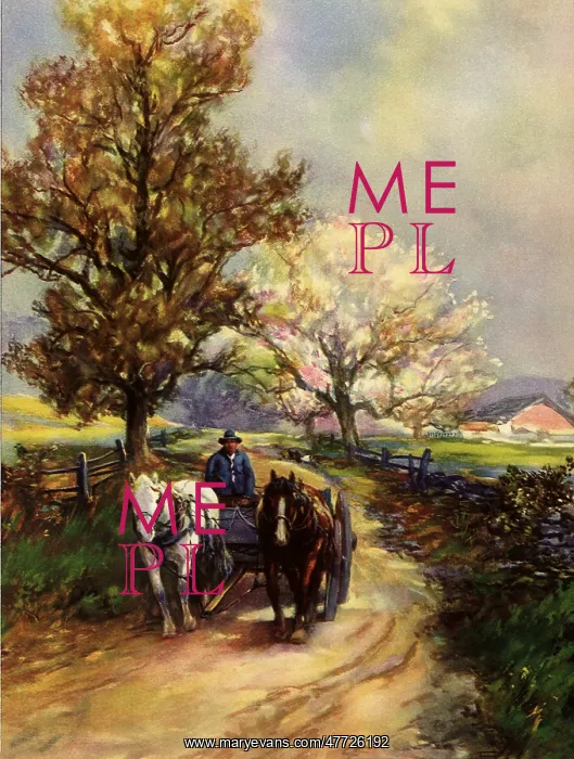  : Horses pull Farmer and Wagon
